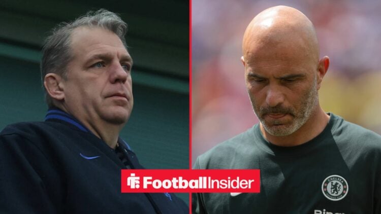 Todd Boehly at Stamford Bridge alongside Enzo Maresca in a Chelsea training shirt
