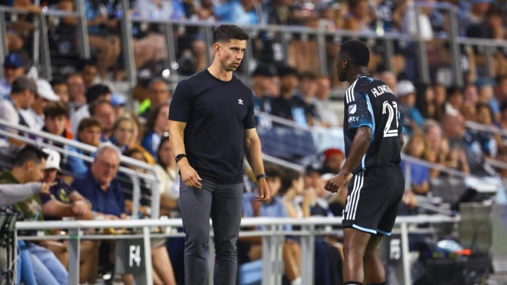 Eric Ramsay on the sidelines at Minnesota United