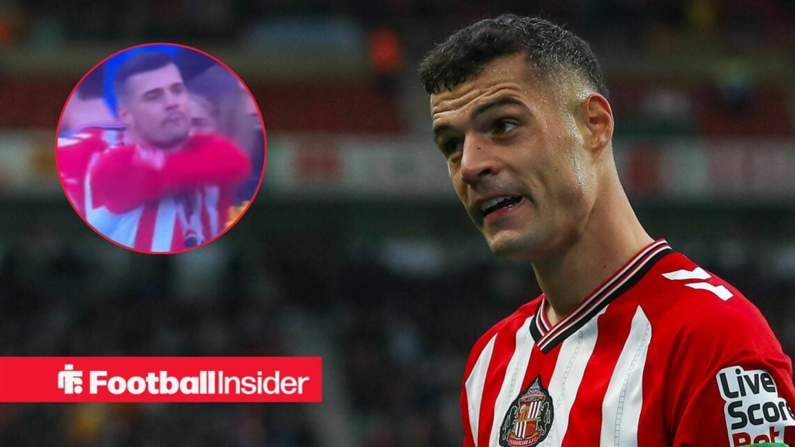 Granit Xhaka at the Stadium of Light, Sunderland star fuming in a circular inset