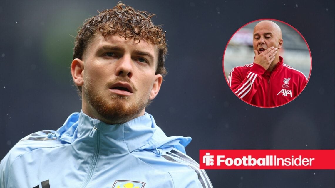 Harvey Elliott at Aston Villa, Arne Slot in a circular inset