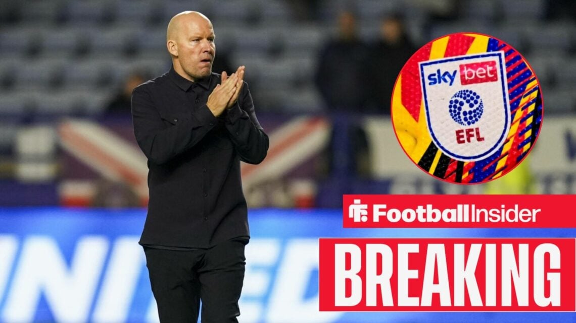 Breaking news as Sheffield Wednesday manager Henrik Pedersen applauds, while the EFL logo features in a circular inset.