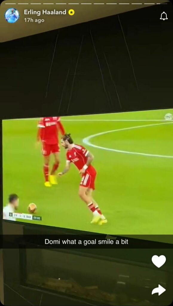 Erling Haaland's comment on Dominik Szoboszlai on Snapchat