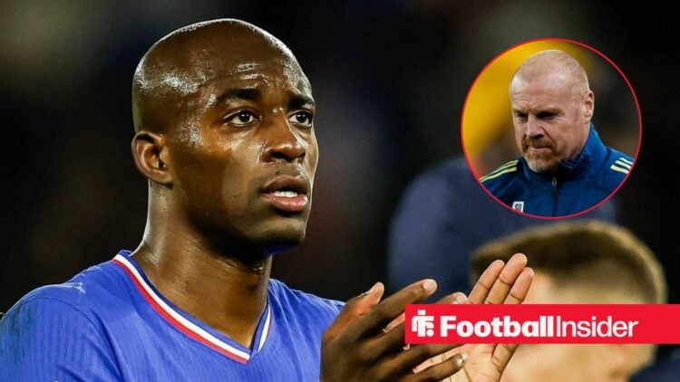 Jean-Philippe Mateta in action for France, with Sean Dyche in a circular inset