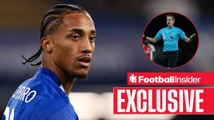 Joao Pedro playing for Chelsea, John Brooks in a circular inset