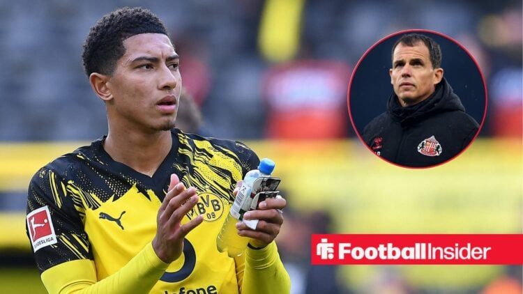 Jobe Bellingham clapping, Regis Le Bris in a circular inset