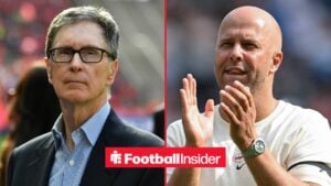 John Henry looking serious alongside Arne Slot clapping