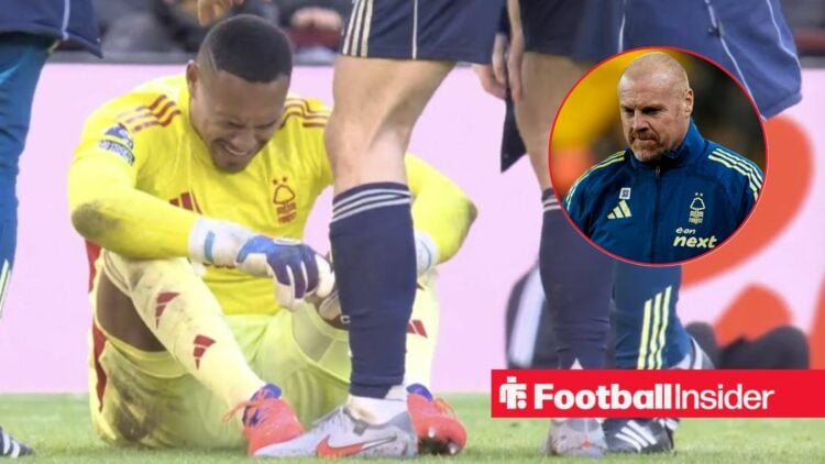 John Victor in tears vs Aston Villa, Sean Dyche in a circular inset