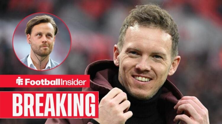 Julian Nagelsmann on the sidelines, with Christopher Vivell in a circular inset