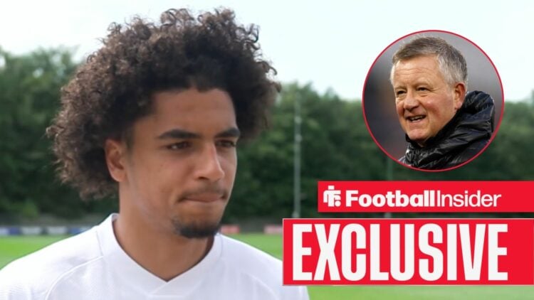 Ki-Jana Hoever during an interview with PSV, with Chris Wilder in a circular inset