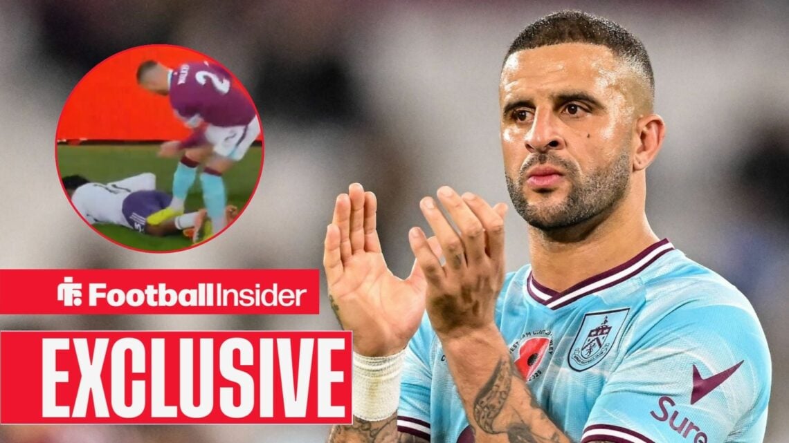 Kyle Walker clapping, Burnley star stamps on Patrick Dorgu in a circular inset