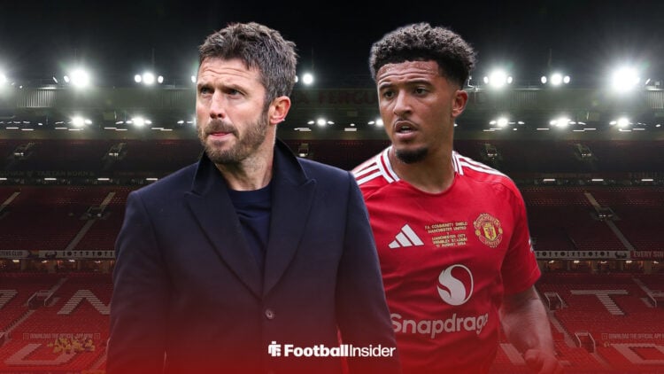 Michael Carrick and Jadon Sancho at Old Trafford