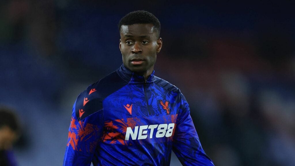 Marc Guehi during a warm-up at Crystal Palace
