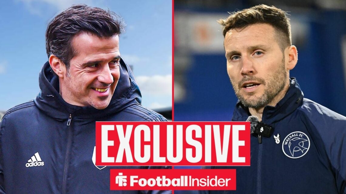 Football Insider exclusive as Fulham manager Marco Silva smiles across a split image towards Walsall boss Mat Sadler.