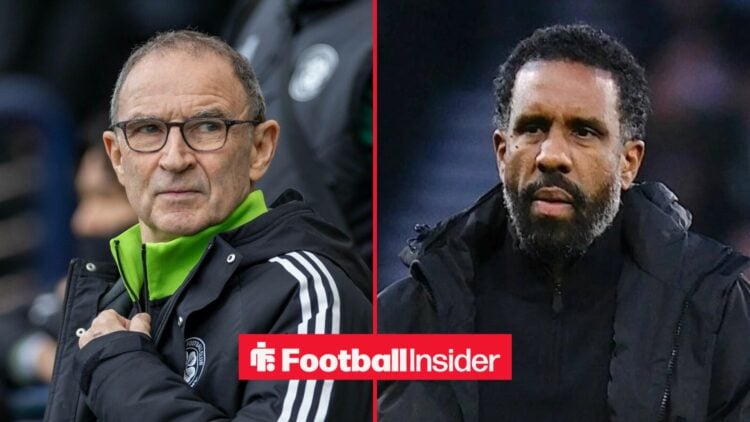 Martin O'Neill and Wilfried Nancy on the touchline at Celtic