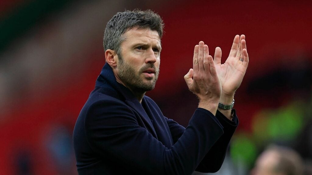 Michael Carrick applauding at Old Trafford