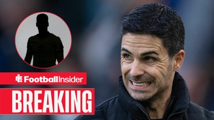 Mikel Arteta wincing, Gabriel Martinelli's silhouette in a circular inset