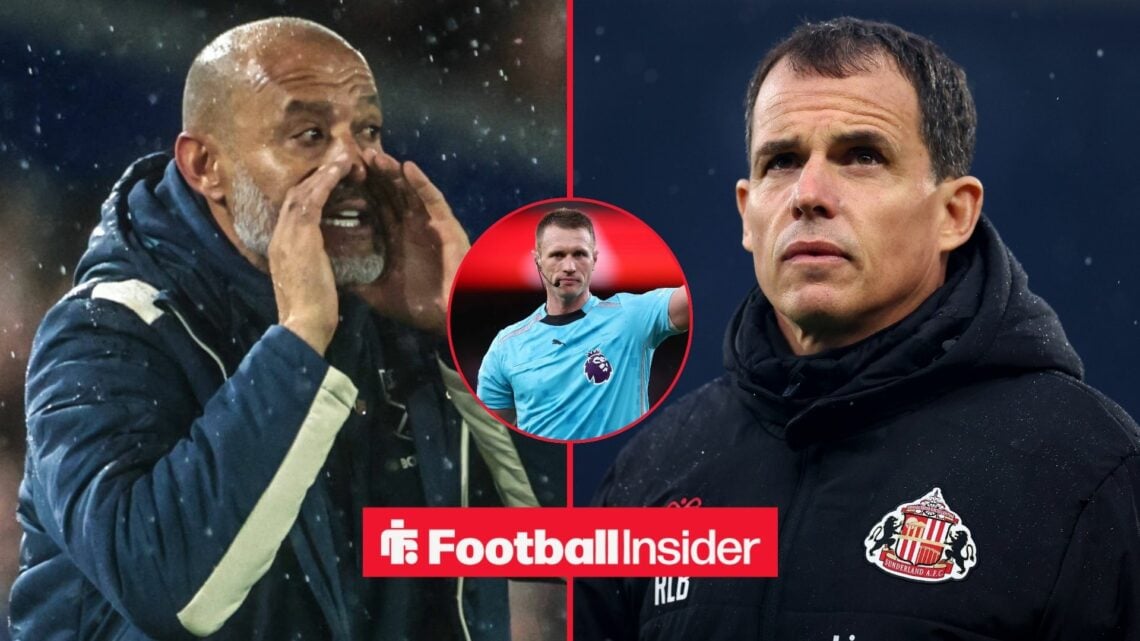 Nuno Espirito Santo and Regis Le Bris side-by-side, Thomas Bramall in a circular inset