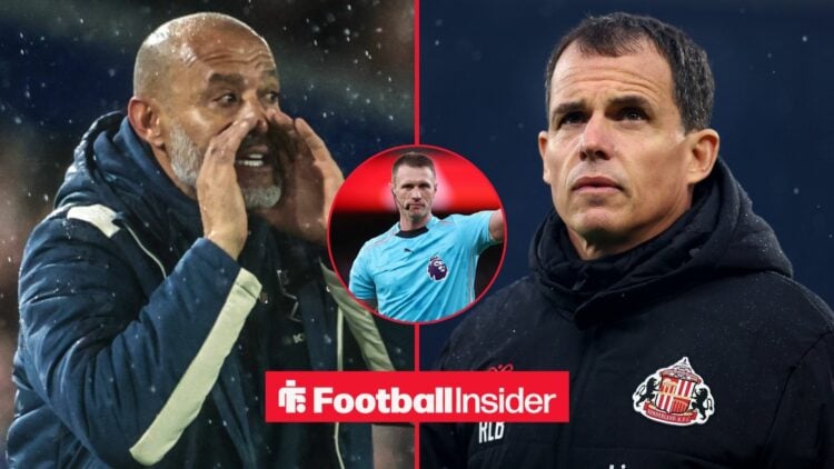 Nuno Espirito Santo and Regis Le Bris side-by-side, Thomas Bramall in a circular inset