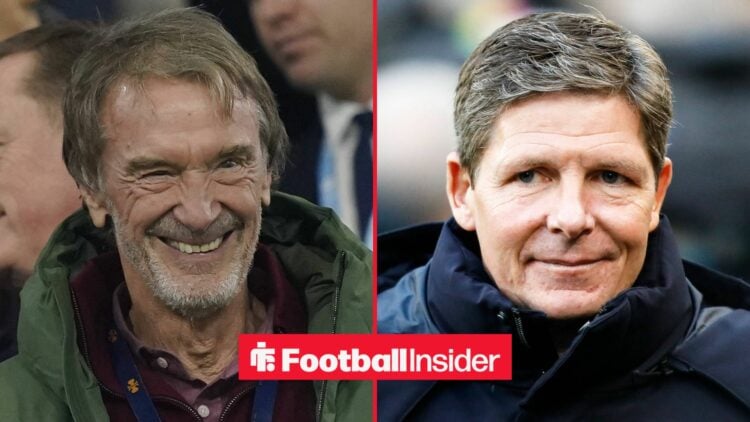 Man United co-owner Sir Jim Ratcliffe alongside Oliver Glasner