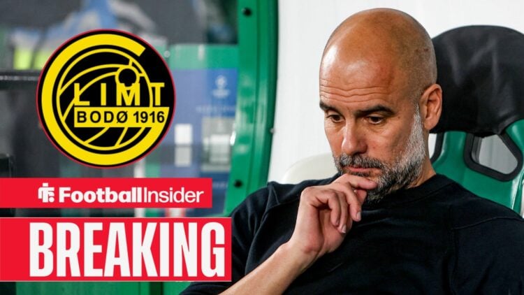 Pep Guardiola sad, Bodo/Glimt badge