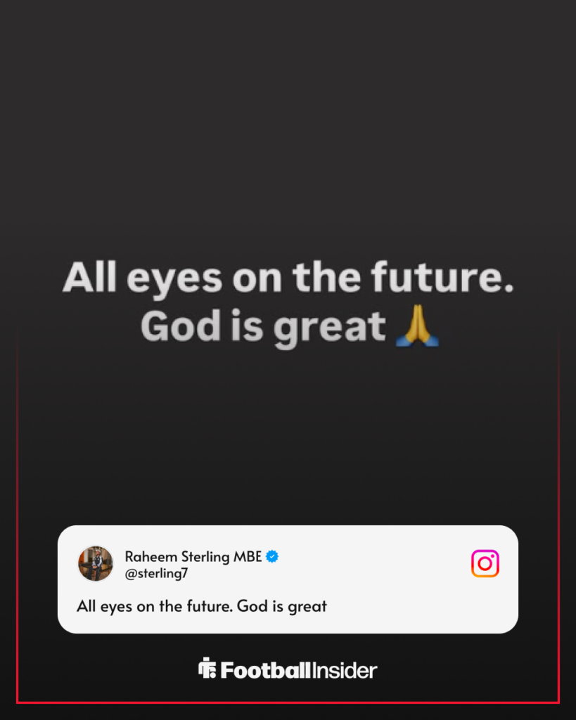 Raheem Sterling's Instagram message