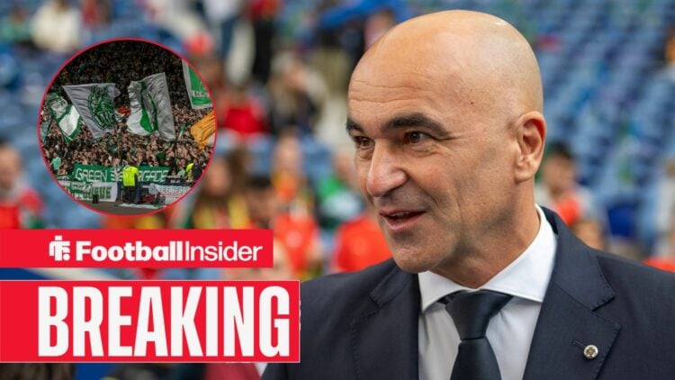 Breaking news as Roberto Martinez smiles towards Celtic fans, who feature in a circular inset.