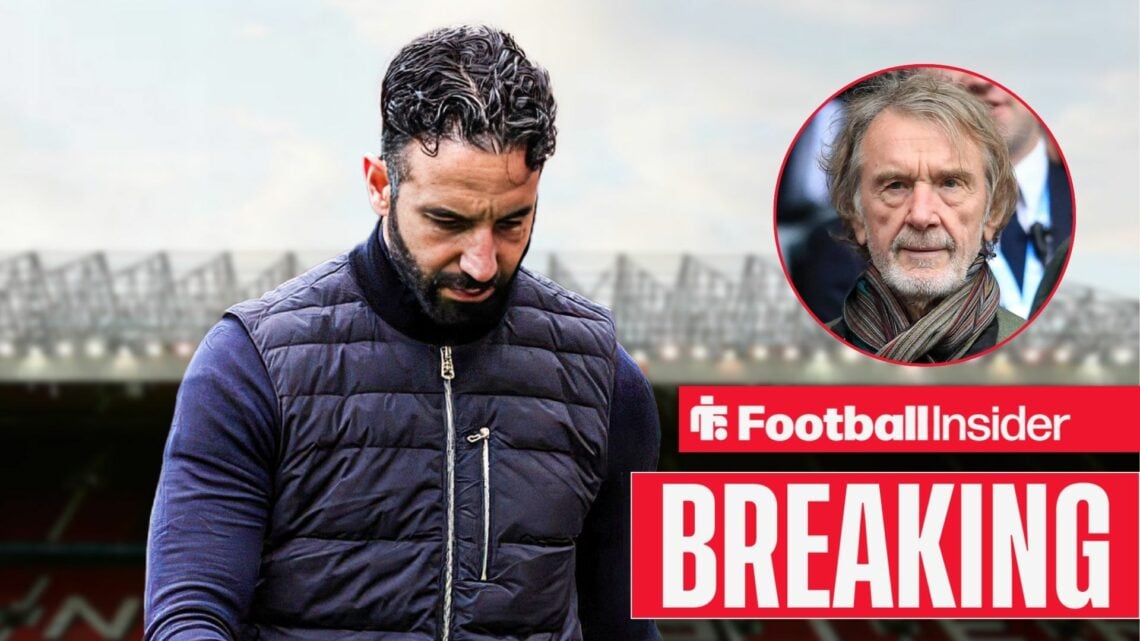 Breaking news as Ruben Amorim hangs his head in shame, as Sir Jim Ratcliffe watches from a circular inset.