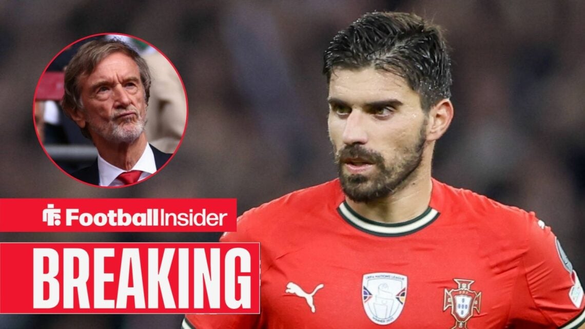 Ruben Neves in action for Portugal, with Sir Jim Ratcliffe in a circular inset