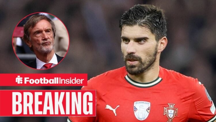 Ruben Neves in action for Portugal, with Sir Jim Ratcliffe in a circular inset