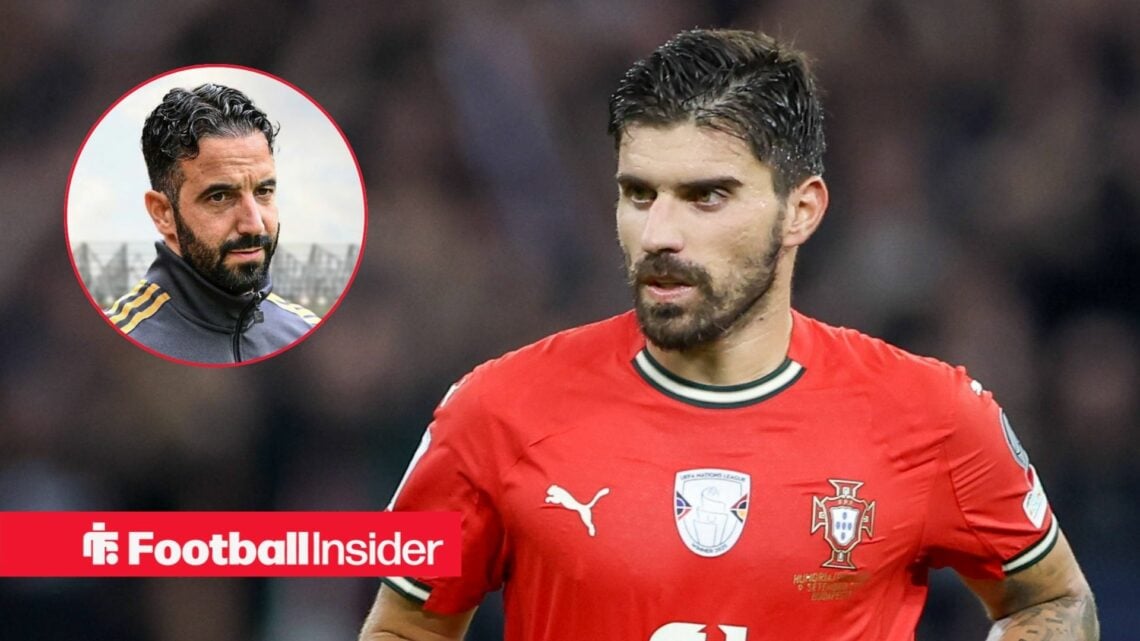 Ruben Neves in action for Portugal, with Ruben Amorim in a circular inset