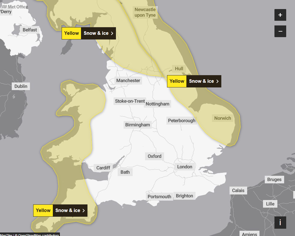 Met Office weather warning for England