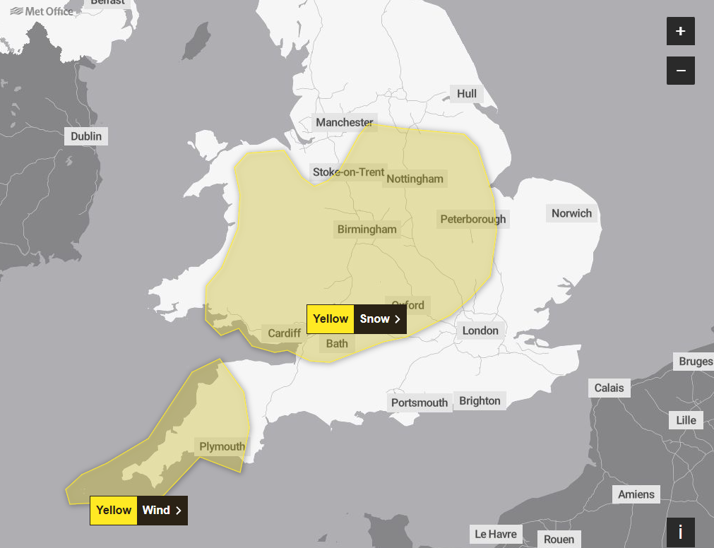Met Office weather warning for England and Wales