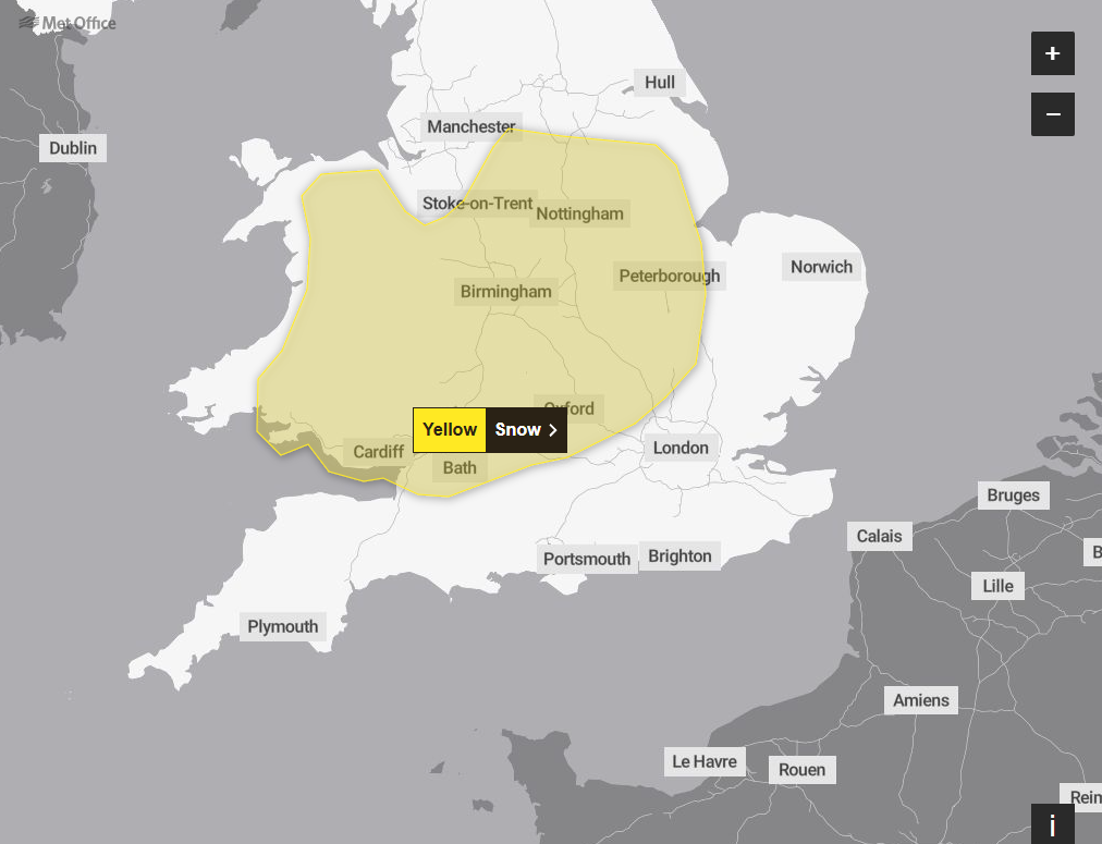 The Met Office's weather warning for Friday