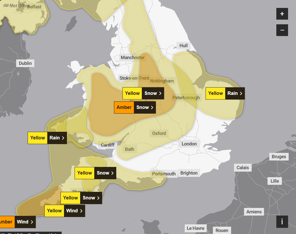 The Met Office's weather warning for Thursday