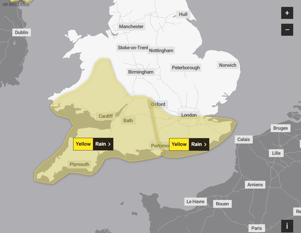 Met Office weather warning for England and Wales