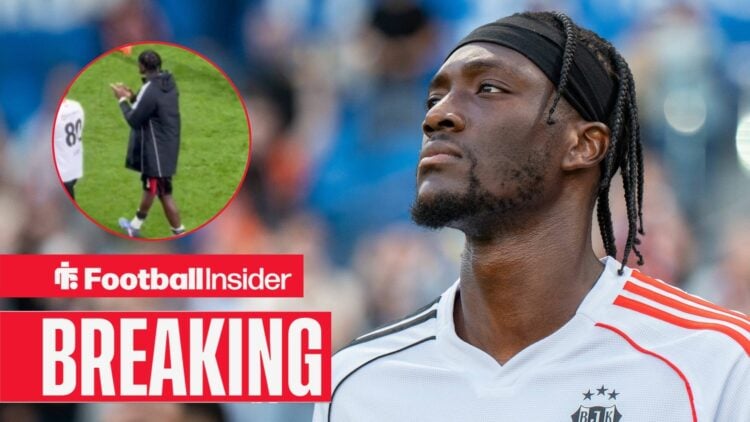 Tammy Abraham, Besiktas striker waves after full-time in a circular inset