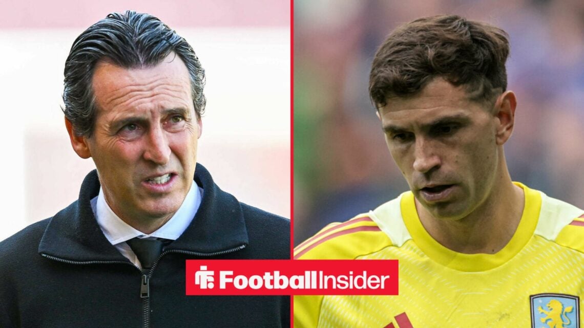 Unai Emery on the sidelines for Aston Villa, with Unai Emery in action