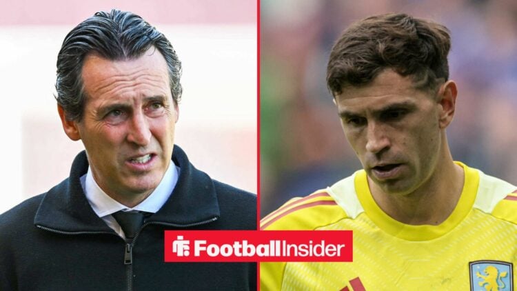 Unai Emery on the sidelines for Aston Villa, with Unai Emery in action