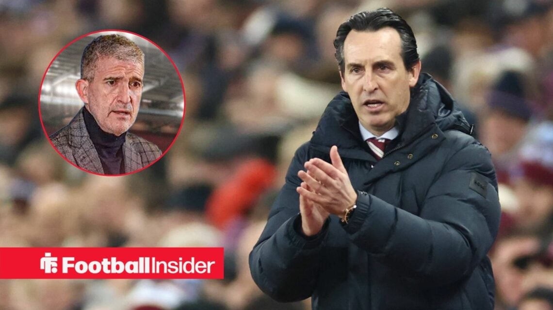 Unai Emery clapping, Roberto Olabe in a circular inset