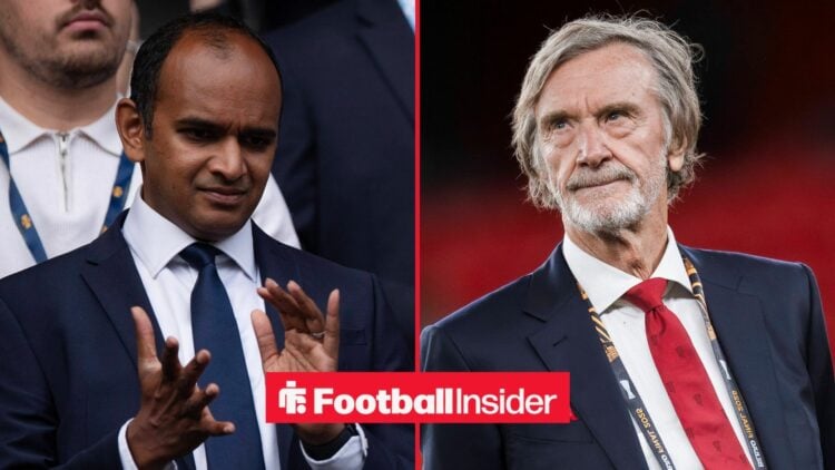 Vinai Venkatesham clapping alongside Sir Jim Ratcliffe looking concerned