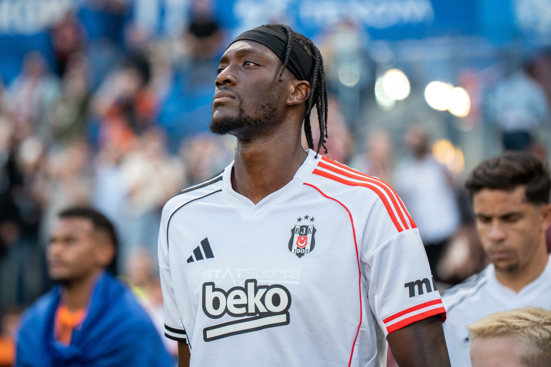 Tammy Abraham stands before a game for Besiktas.
