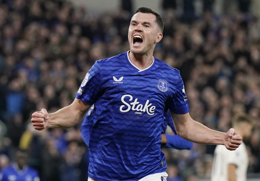 Everton defender Michael Keane celebrates
