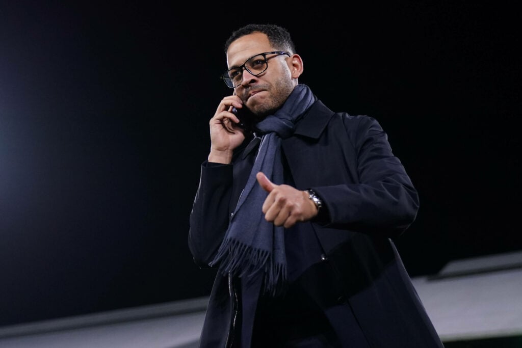 Chelsea manager Liam Rosenior on a phone call