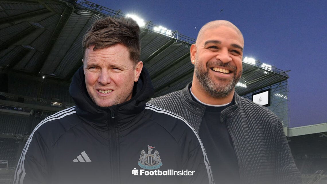 Newcastle manager Eddie Howe with Adriano smiles
