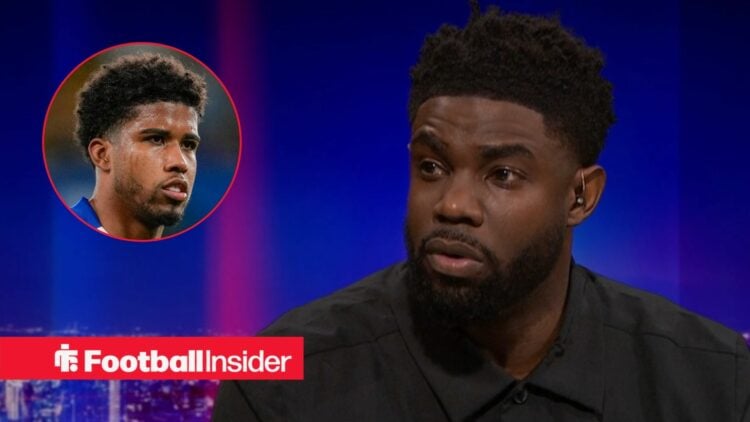 Pundit Micah Richards speaks to Match of the Day with Chelsea midfielder Andrey Santos inset