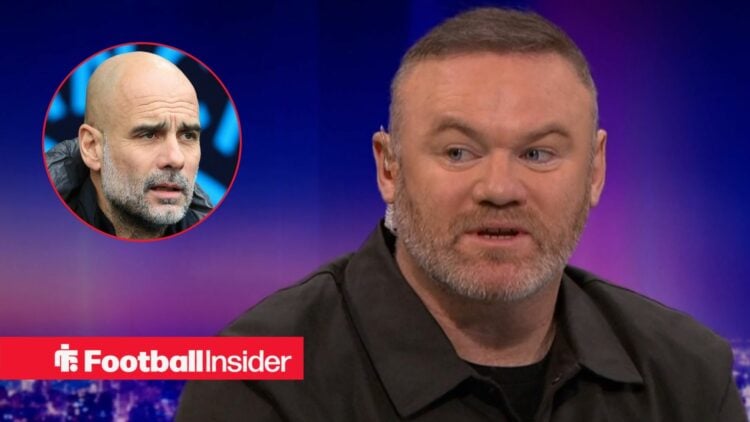 Pundit Wayne Rooney speaks to BBC Match of the Day with Man City manager Pep Guardiola inset
