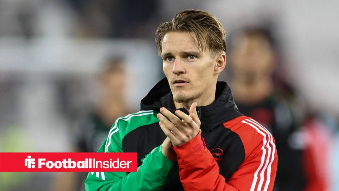 Arsenal captain Martin Odegaard claps after a game against Newcastle United