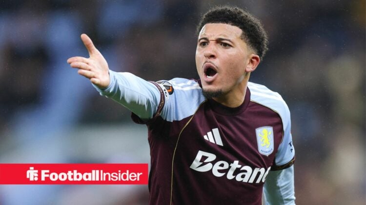 Aston Villa winger Jadon Sancho shouts