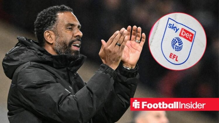 Wilfried Nancy clapping at EFL badge in circle
