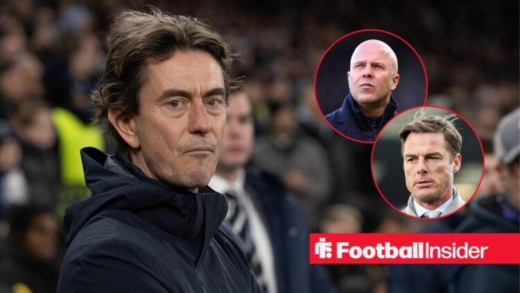 Thomas Frank with Arne Slot and Scott Parker in circle